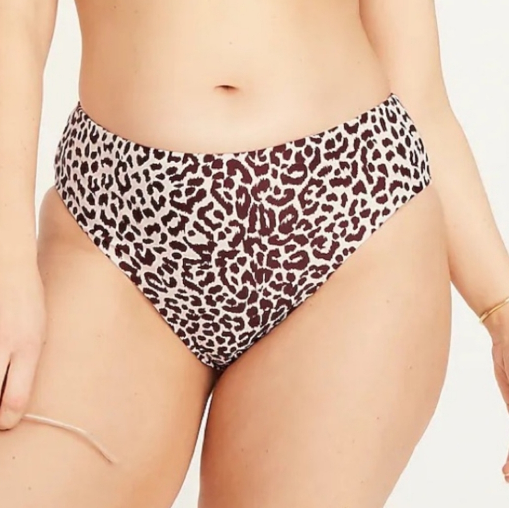 J. CREW High Rise Bikini Bottom in Leopard Print Sz 2X NWT